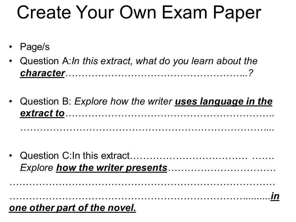 creating your own essay question